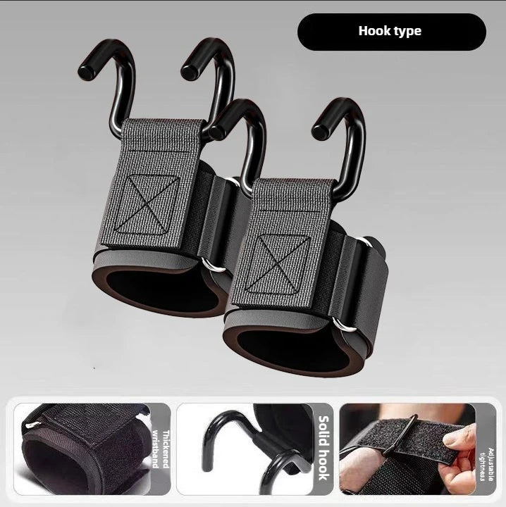 Weight Lifting Hook Grips With Wrist Wraps Hand-Bar Wrist Strap Gym Fitness Hook Weight Strap Pull-Ups Power Lifting Gloves