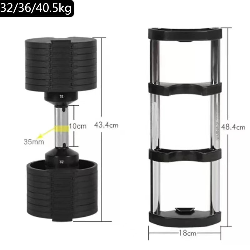 Adjustable Dumbbell Pair 2kg(5lb) or 4kg(9lb) Increase Max 45kg(100lb) Home Fitness OEM Dumbbells