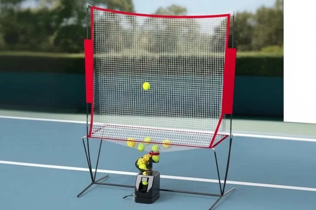 Tennis Catch Net Practice with Ball Throwing Machine, Self Serve Machine for Training Equipment