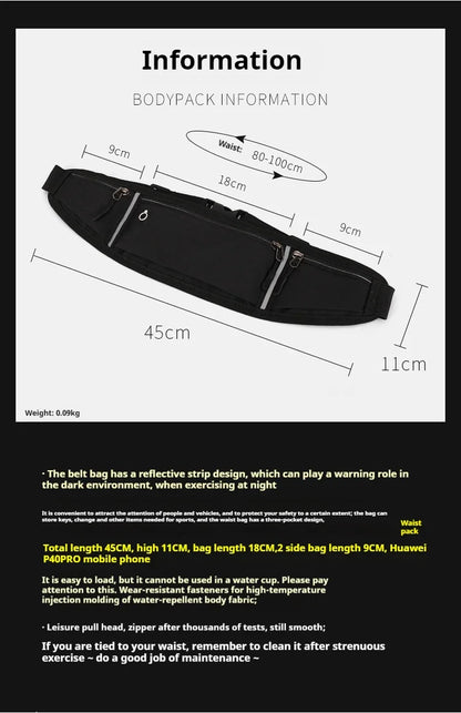 Fitness outdoor sports waist bag, running mobile waist bag, men's and women's outdoor equipment, invisible waterproof mini waist