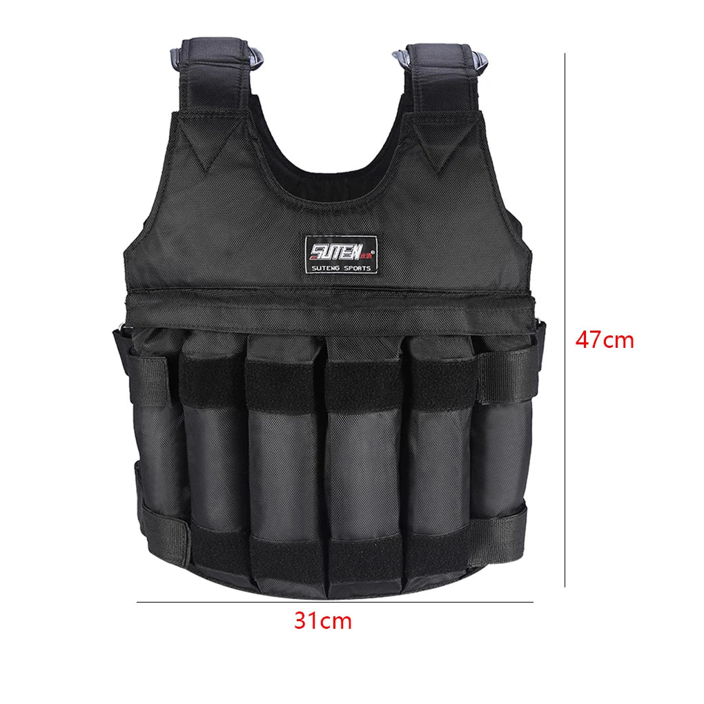 New 1-20kg Women Men Fitness Sports Weighted Vest Adjustable Workout Exercise Training Weight Bearing Jacket Clothes Black - FitPerformX